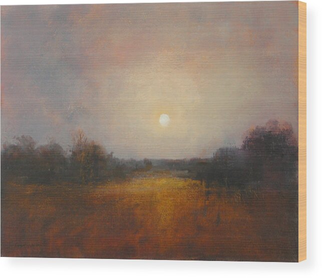 Moon Wood Print featuring the painting Lunar 11 by David Ladmore