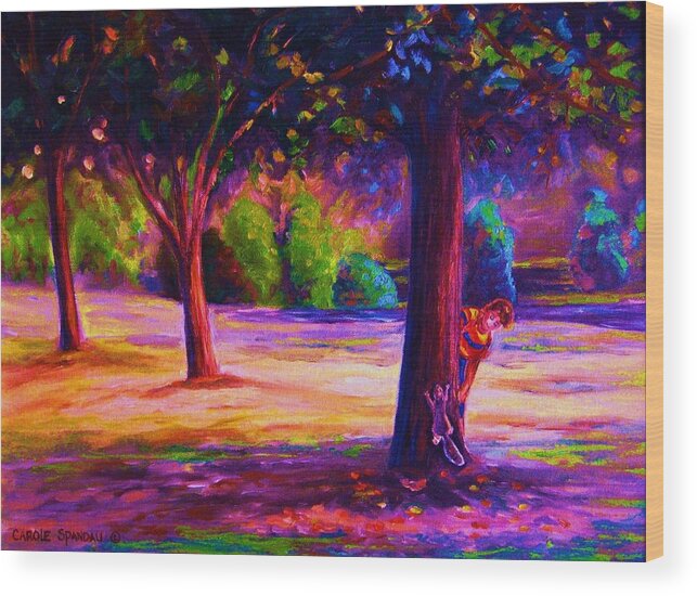 Landscape Wood Print featuring the painting Magical Day In The Park by Carole Spandau