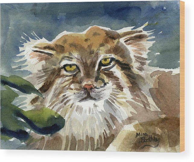 Manul Wood Print featuring the painting Manul by Mimi Boothby