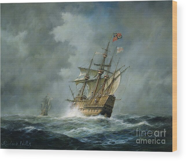 Mary Rose Wood Print featuring the painting Mary Rose by Richard Willis