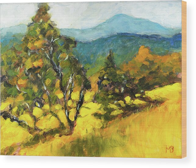 Marys Peak Wood Print featuring the painting Marys Peak by Mike Bergen