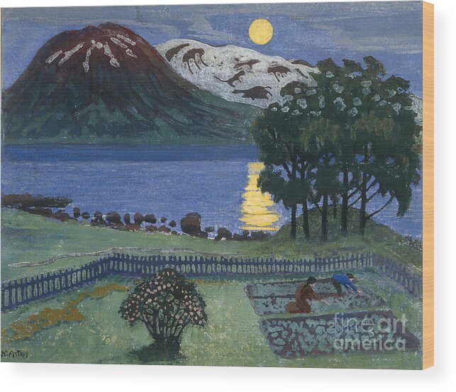 Nikolai Astrup Wood Print featuring the painting May moon, 1908 by Nikolai Astrup