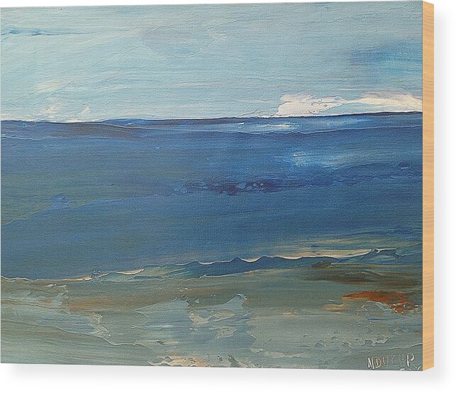 Seascape Wood Print featuring the painting Mediterraneo by Norma Duch