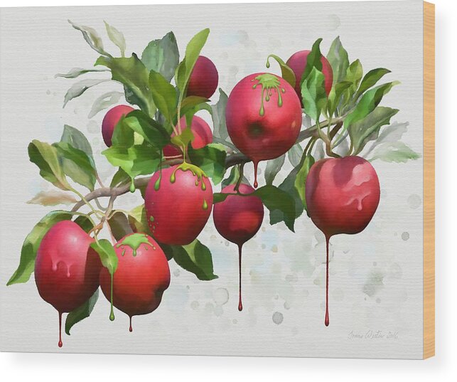 Painting Wood Print featuring the digital art Melting Apples by Ivana Westin
