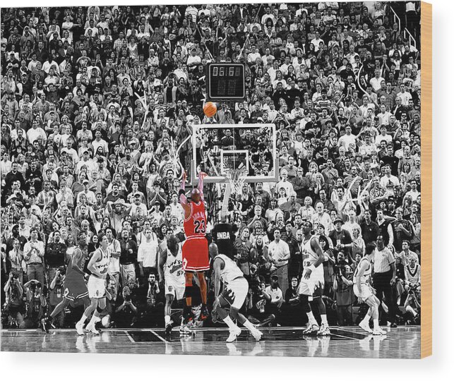 #faatoppicks Wood Print featuring the photograph Michael Jordan Chicago Bulls A Shot for the Ages by Elite Editions