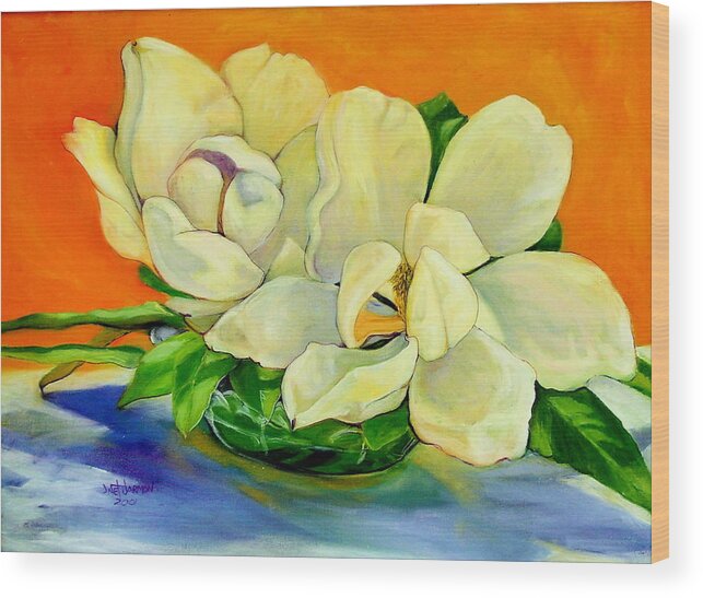 Magnolia Wood Print featuring the painting Mississippi Magnolias by Jeanette Jarmon
