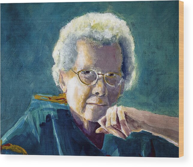 Mom Wood Print featuring the painting Mom by Rick Mosher