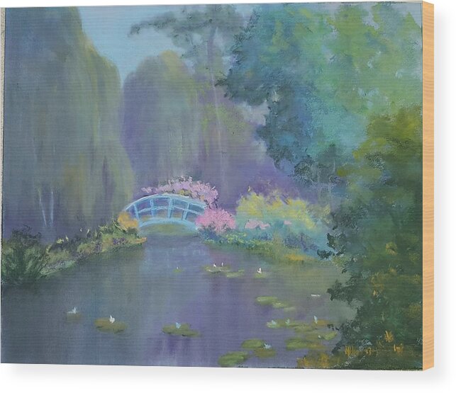 Pastel Wood Print featuring the painting Monet's Garden by Judy Fischer Walton