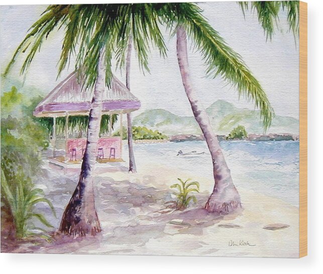 Beach Wood Print featuring the painting Mongoose Beach Bar by Diane Kirk