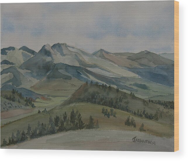 Montana Wood Print featuring the painting Montana Skyline by Jenny Armitage
