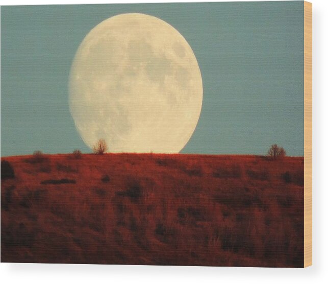 Moon Wood Print featuring the photograph Moon Over Utah by Charlotte Schafer