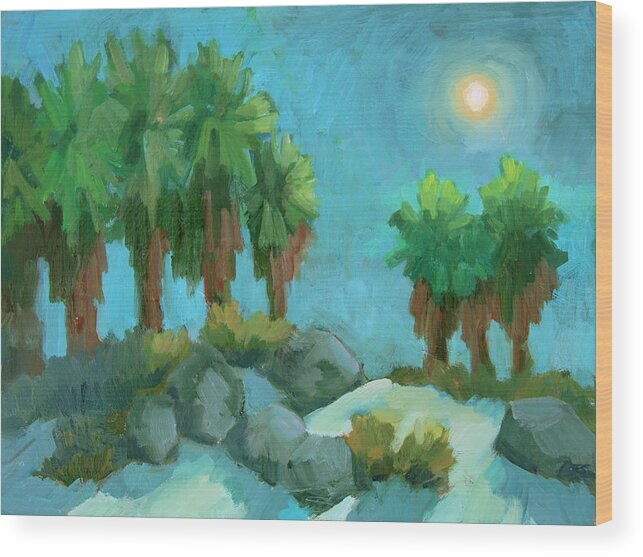Indian Canyons Wood Print featuring the painting Moon Shadows Indian Canyon by Diane McClary