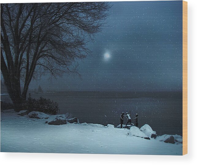 Lake Wood Print featuring the photograph Moonlight Romp by John Poon