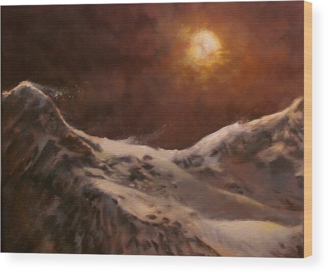  Impressionist Painting Wood Print featuring the painting Moonscape by Tom Shropshire