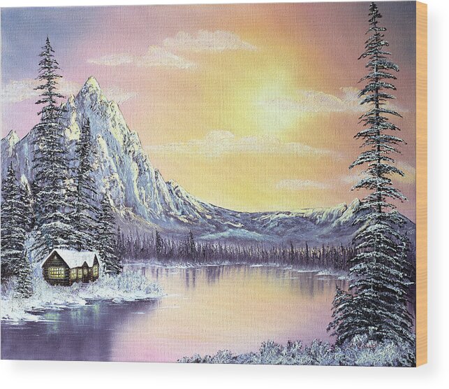 Oil Painting Wood Print featuring the painting Mountain Majesty by Lori Grimmett