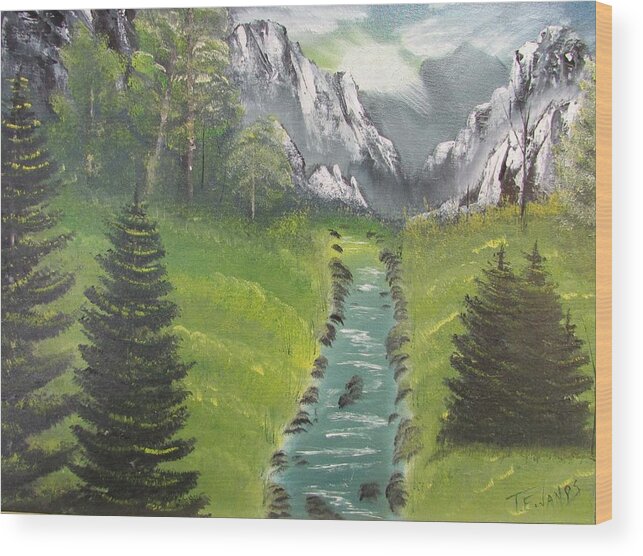Creek Wood Print featuring the painting Mountain Meadow by Thomas Janos