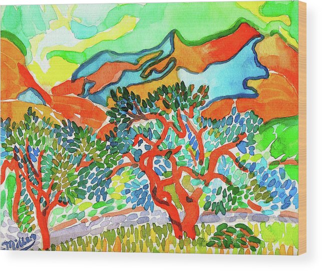 Art Wood Print featuring the painting Mountains at Collioure by Dan Miller