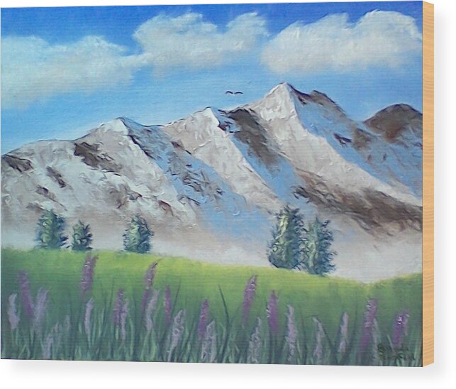 Mountains Wood Print featuring the painting Mountains by Brenda Bonfield