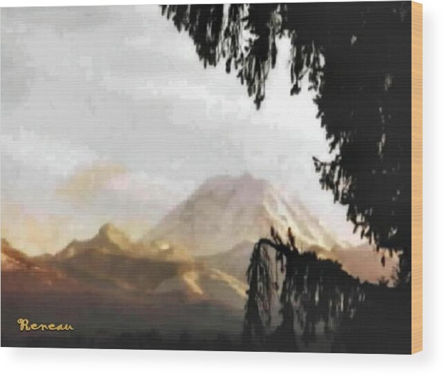 Mountains Wood Print featuring the photograph Mt. Rainier in Lace by A L Sadie Reneau