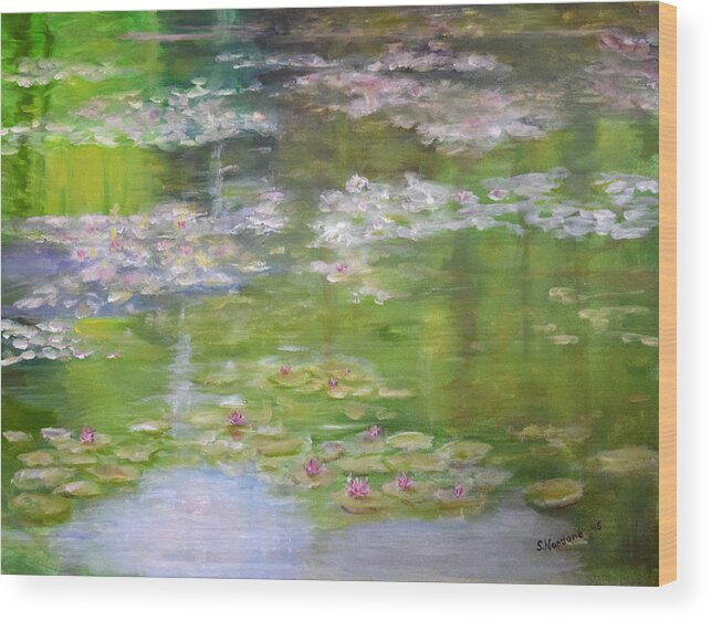 Lillies Wood Print featuring the painting My Giverny by Sandra Nardone