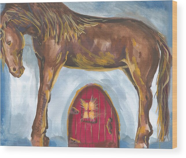 My Mane House Wood Print featuring the painting My Mane House by Sheri Jo Posselt