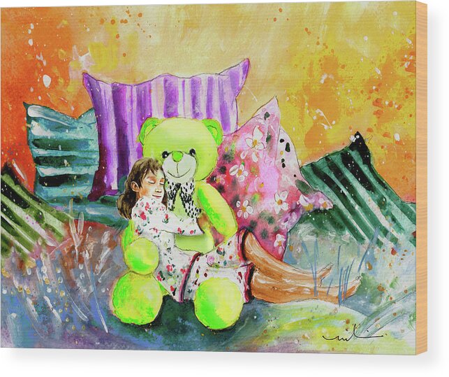 Truffle Mcfurry Wood Print featuring the painting My Teddy And Me 02 by Miki De Goodaboom