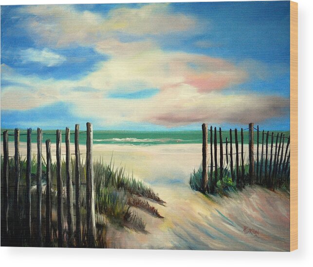 Myrtle Beach Wood Print featuring the painting Myrtle Beach Sands by Phil Burton