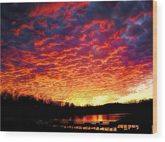 Sunset Wood Print featuring the photograph Napalm Clouds by Andrew Webb