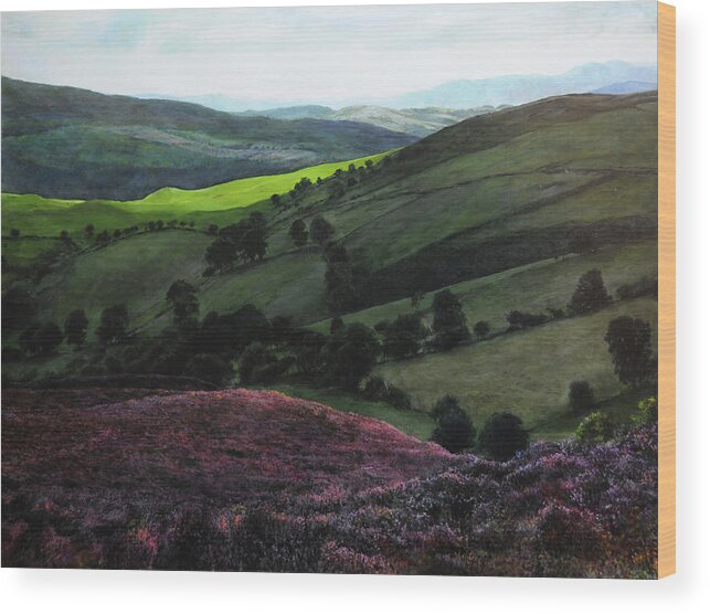 Landscape Wood Print featuring the painting Near Llangollen by Harry Robertson