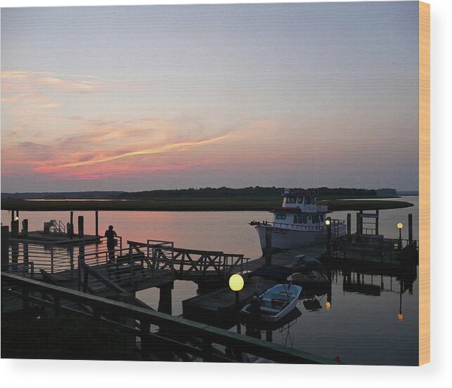 Sunset Wood Print featuring the digital art New Bern Reverie by Gina Harrison