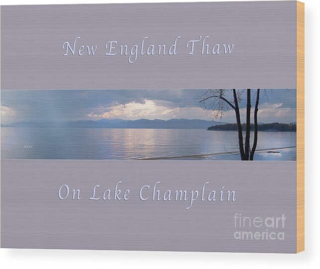 Licensing Wood Print featuring the photograph New England Thaw on Lake Champlain Horizon Line Greeting Card Poster by Felipe Adan Lerma