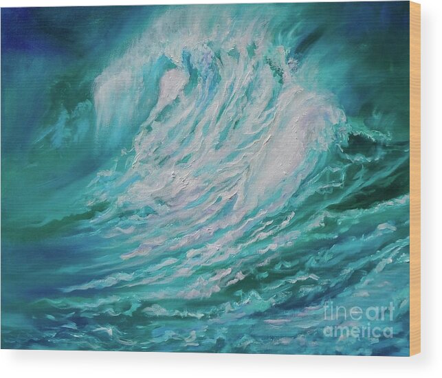 Wave Wood Print featuring the painting New Wave 11 by Jenny Lee