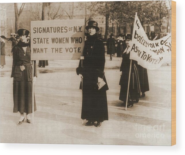 New York Suffragettes Wood Print featuring the photograph New York Suffragettes by Padre Art