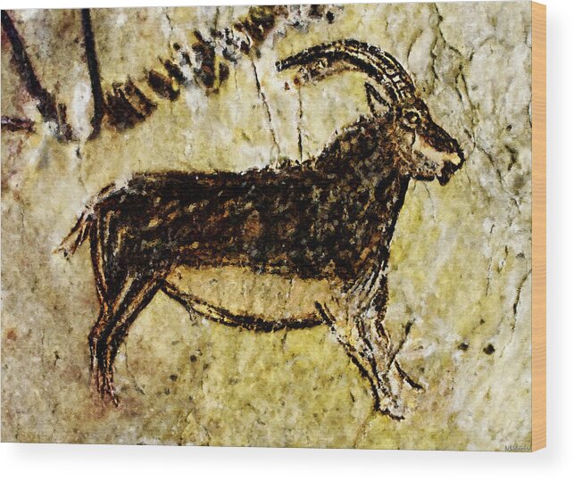 Niaux Wood Print featuring the painting Niaux Goat by Weston Westmoreland