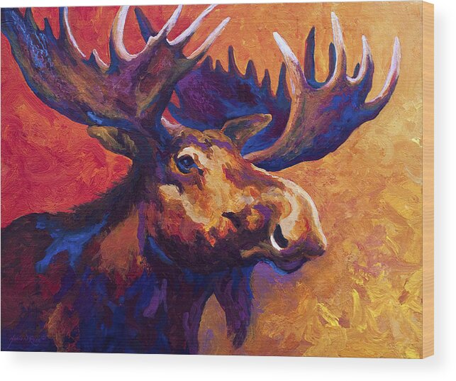 Moose Wood Print featuring the painting Noble Pause by Marion Rose