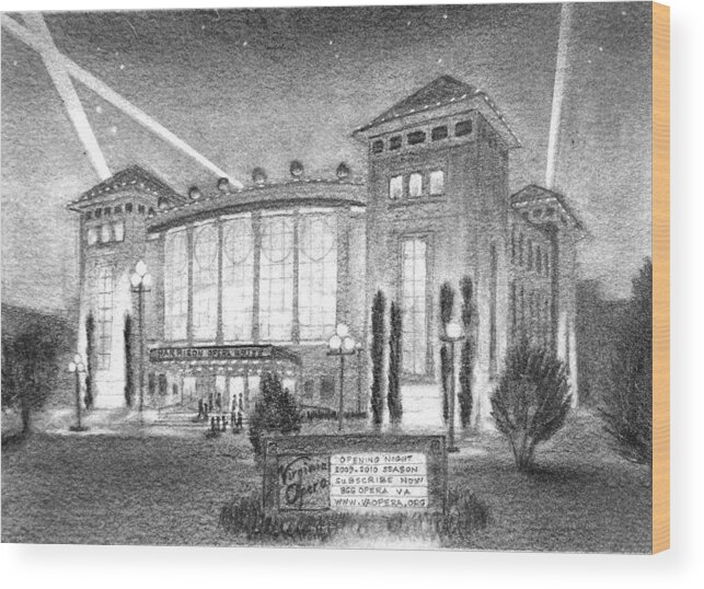 Norfolk Wood Print featuring the drawing Norfolk's Harrison Opera House by Vic Delnore