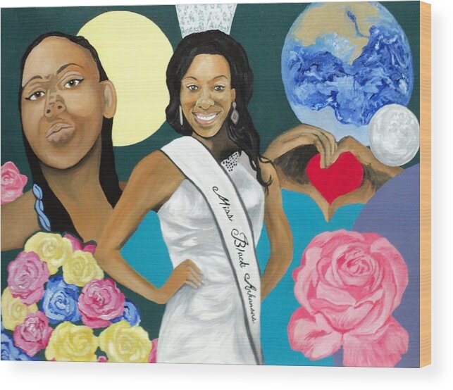 Princess Wood Print featuring the painting Nubian Princess by Angelo Thomas