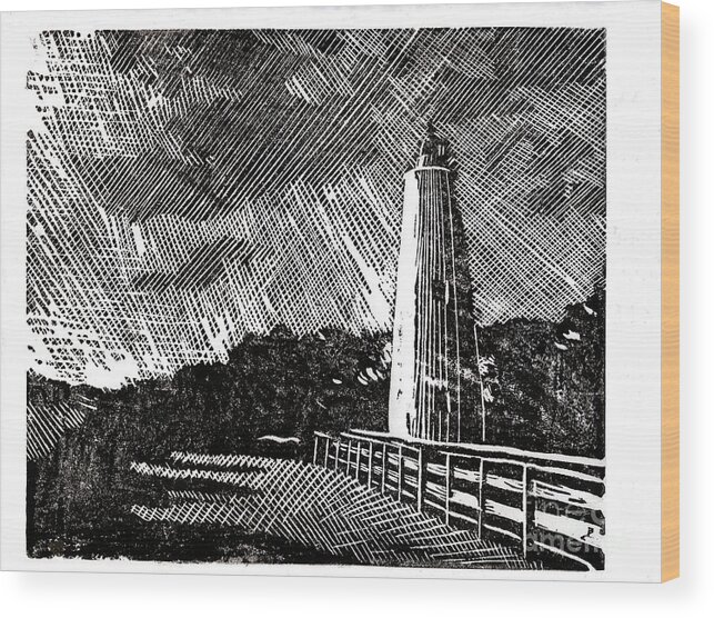 Lighthouse Wood Print featuring the painting Ocracoke Island Lighthouse II by Ryan Fox