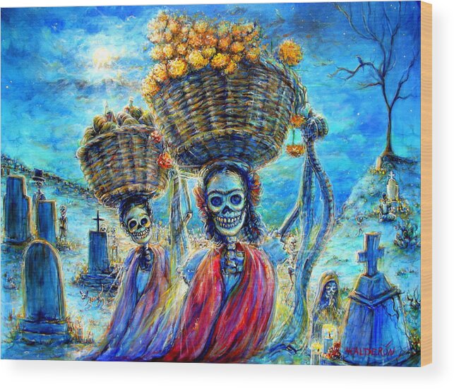 Ofrendas Wood Print featuring the painting Ofrendas by Heather Calderon