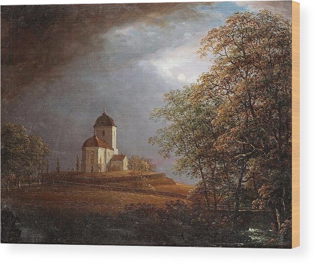 Carl Johan Fahlcrantz (1779-1861)-‘andrarams Church’-oil On Canvas-1836 Wood Print featuring the painting Oil On Canvas by Carl Johan