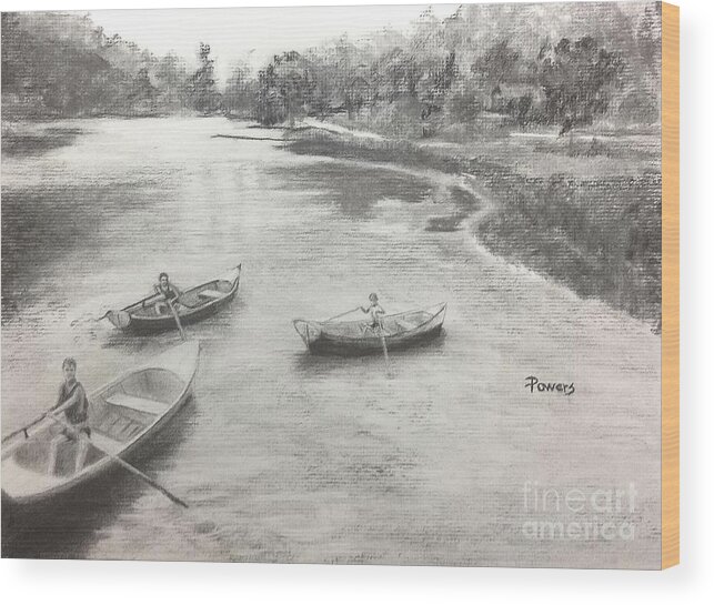 Lake Wood Print featuring the drawing Old Time Camp Days by Mary Lynne Powers