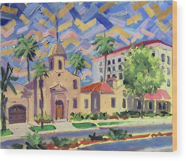Old Town Hall At Boca Wood Print featuring the painting Old Town Hall by Ralph Papa