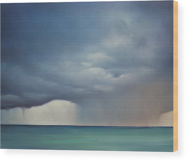 Derek Kaplan Art Wood Print featuring the painting Opt.31.17 Storm by Derek Kaplan