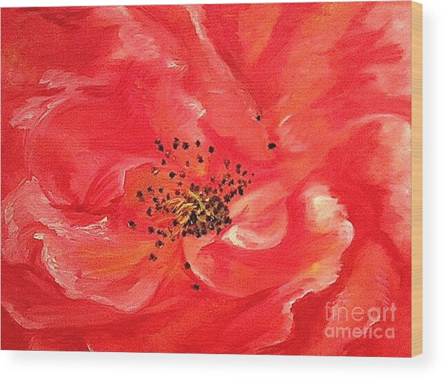 Rose Wood Print featuring the painting Orange Rose by Sheron Petrie