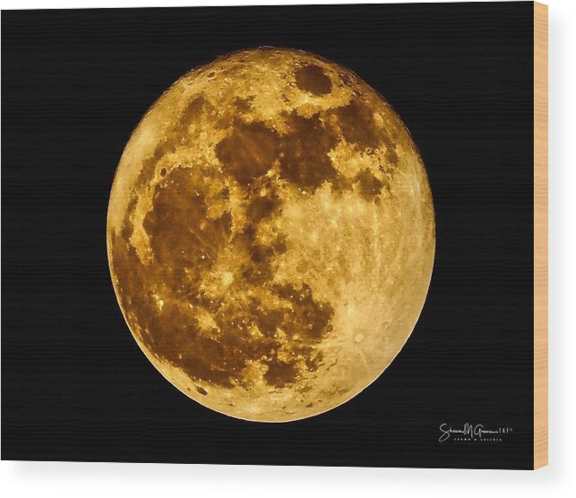 Moon Wood Print featuring the photograph Orange Super Moon by Shawn M Greener