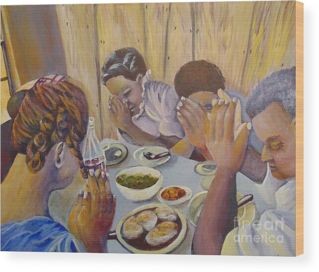 Prayer Wood Print featuring the painting Our Daily Bread by Saundra Johnson