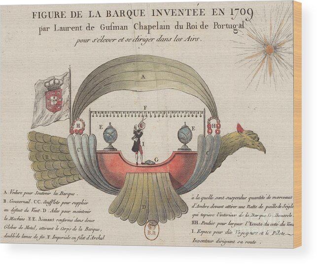 Science Wood Print featuring the photograph Passarola Gartolomeu de Gusamao's Airship 1709 by Science Source