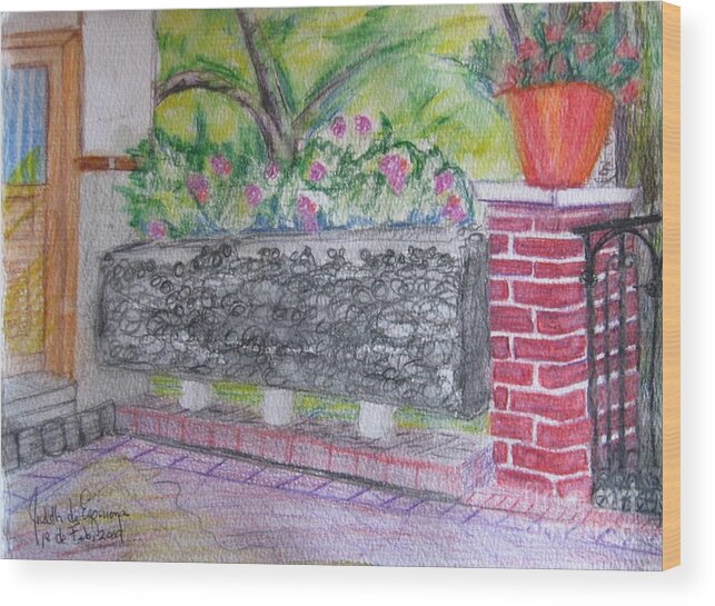 Patio Wood Print featuring the painting Patio by Judith Espinoza