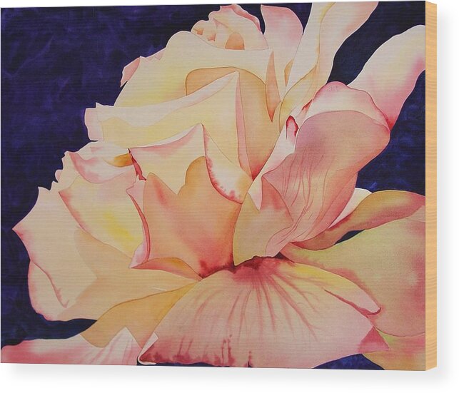 Rose Wood Print featuring the painting Peace Rose by Marlene Gremillion