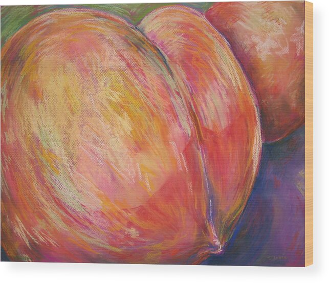 Outre Art Wood Print featuring the painting Peach Bottom by Outre Art Natalie Eisen